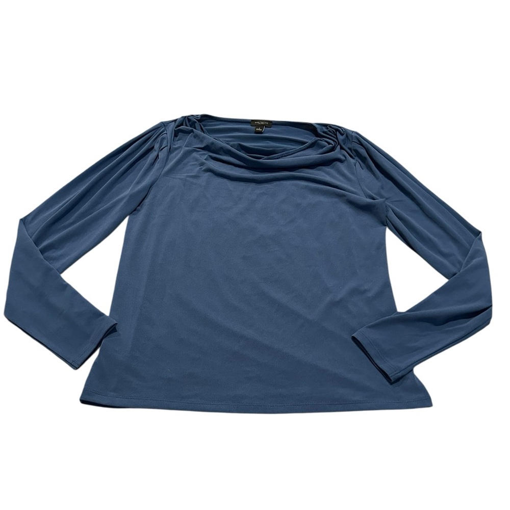 Ann Taylor blue top with draped neckline
